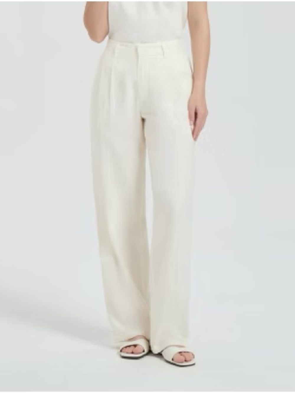 KBB by Kahlana (Target) Barrel Leg Wide-Leg Cream High-Waist Trousers